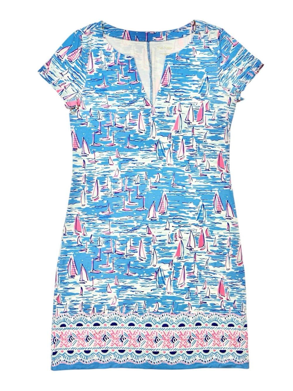 Lilly Pulitzer Sailboats Print Mini Dress Sz S Nautical Preppy Coastal Stretch